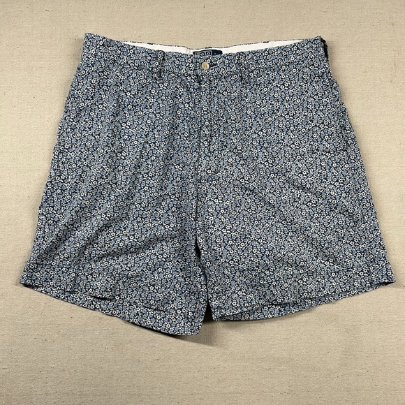 Polo Ralph Lauren Shorts Mens L Floral Print Chino Nautical 8"‎ Inseam Preppy - Picture 1 of 8